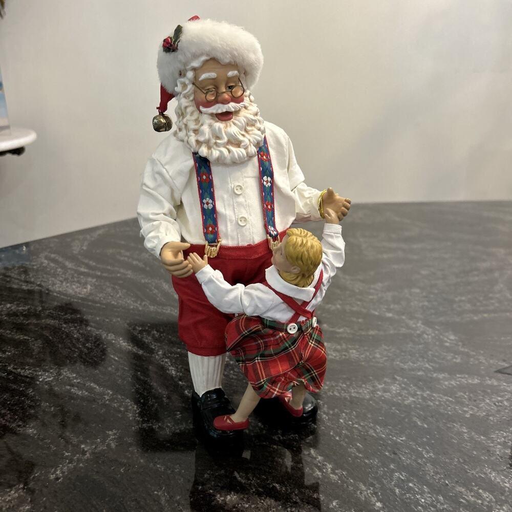 1999 Possible Dreams Clothtique Santa Claus & Girl “Christmas Dance” Figures